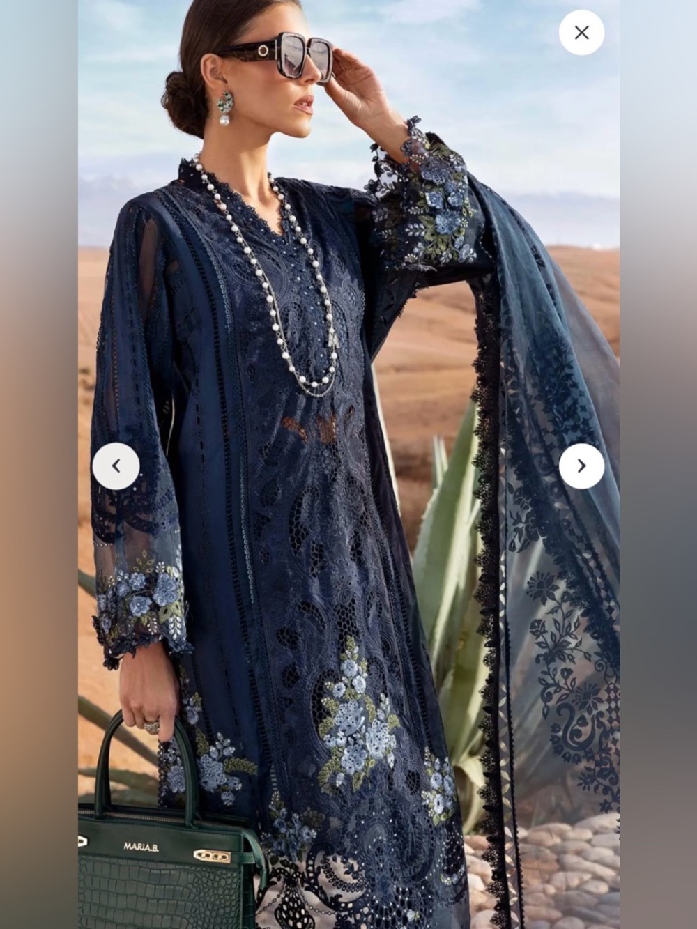 Embroidered luxury Maria B lawn dress suit - Picture 5 of 14